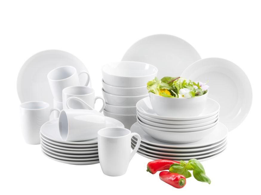 Kombiservice Barca Keramik 6 Personen Geschirr Set Weiß - Weiß, Basics, Keramik - Mäser
