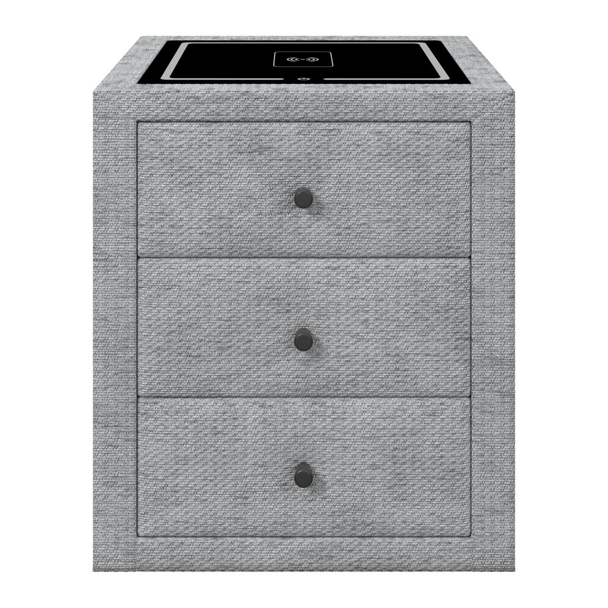 Nachtkästchen Brisbane II mit Induktionsladezone B: 49,5cm - Grau, Trend, Glas/Holzwerkstoff (49,5/56,5/46cm) - Sembella