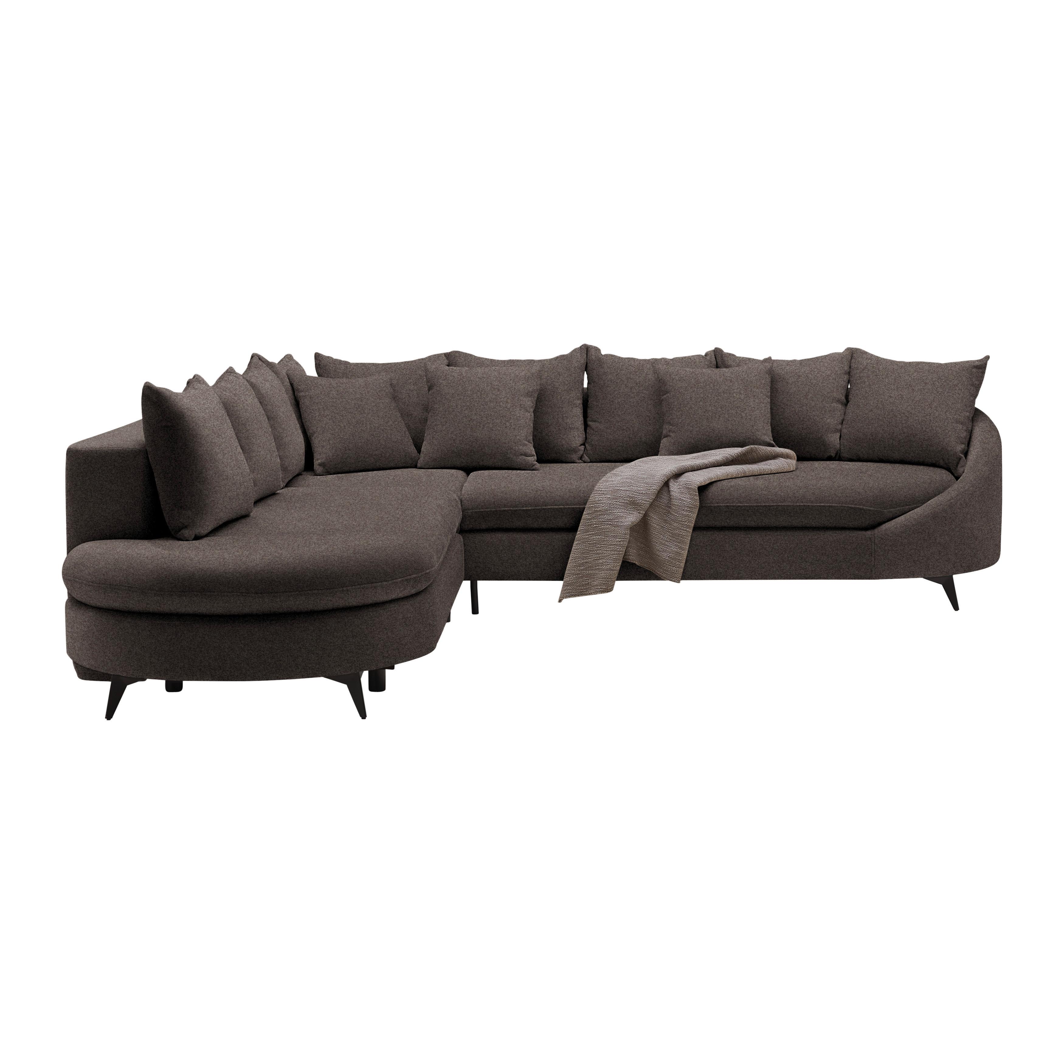 Rohová sedačka AXEL, ľavá, mokka ženilka - čierna/mokka, Modern, kov/textil (250/87/291cm) - Mömax