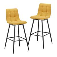 Sada barových židlí LUKA žlutá 2 ks - černá/žlutá, Moderní, kov/dřevo (42,5/100/49cm) - P & B