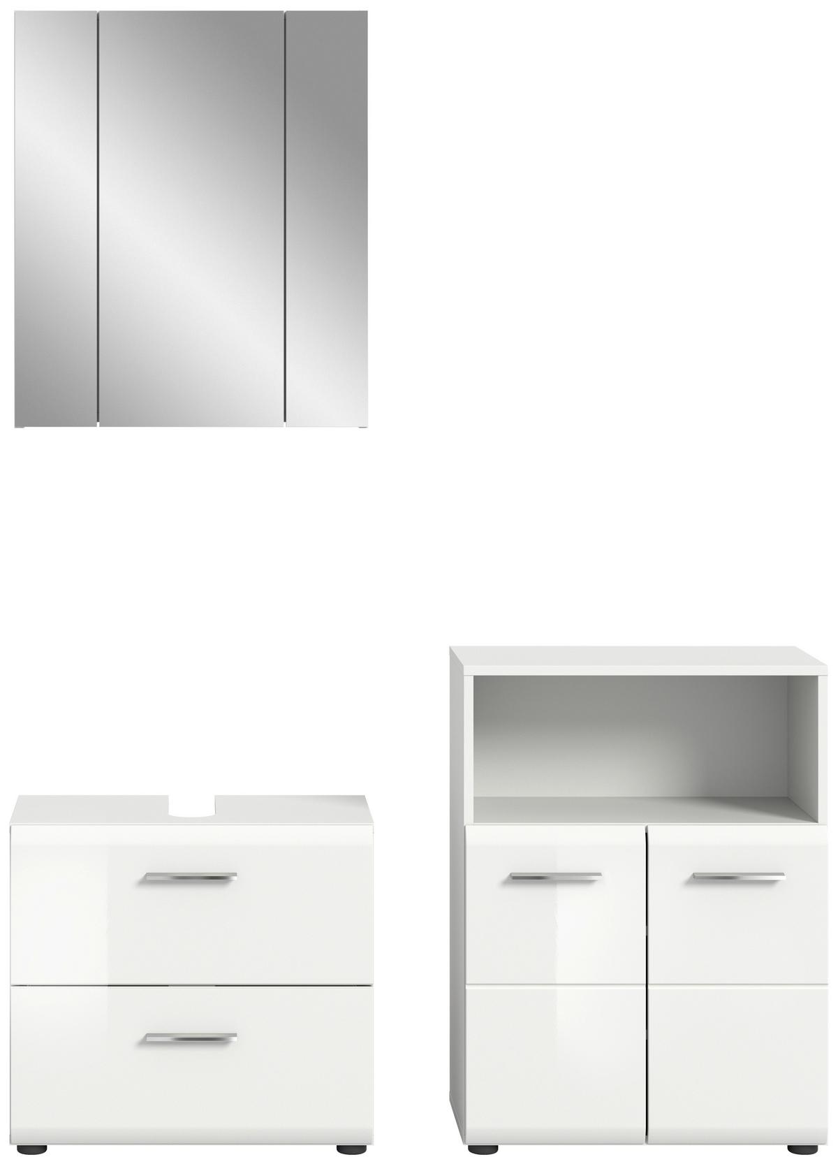Badezimmer Ice Weiß Hg B: 120 Cm - Weiß Hochglanz/Schwarz, MODERN, Glas/Holzwerkstoff (120cm) - MID.YOU