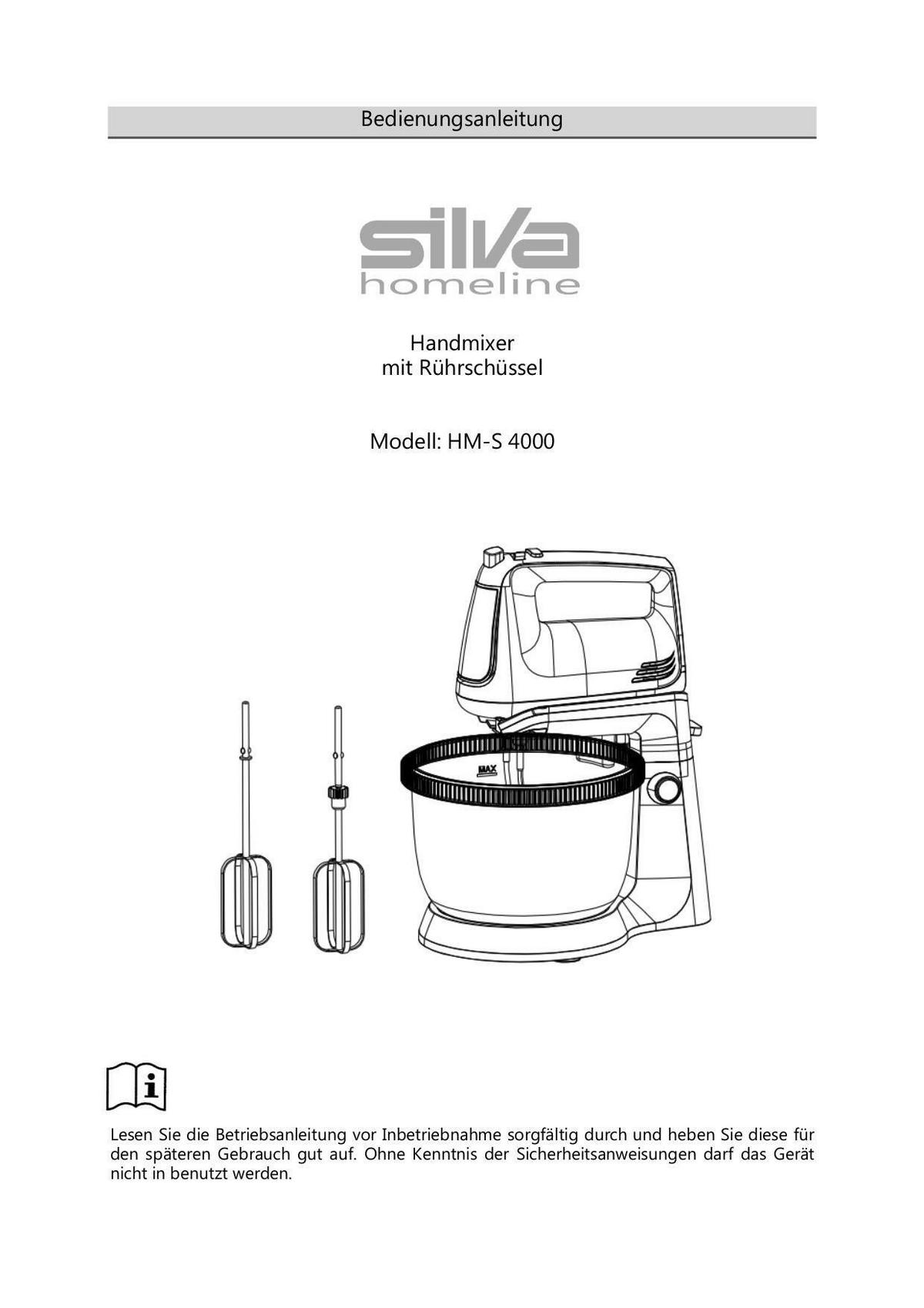 Handmixer Silva Homeline Hm-S 4000 Grau/Weiß 400 W - Weiß/Grau, Basics, Kunststoff/Metall (29,5/34,5/21,5cm) - Silva Homeline