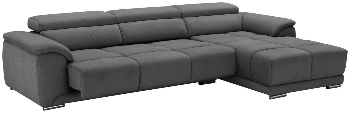 Ecksofa mit Relaxfunktion Captain - Silberfarben/Grau, MODERN, Holz/Textil (294/182cm) - Livetastic