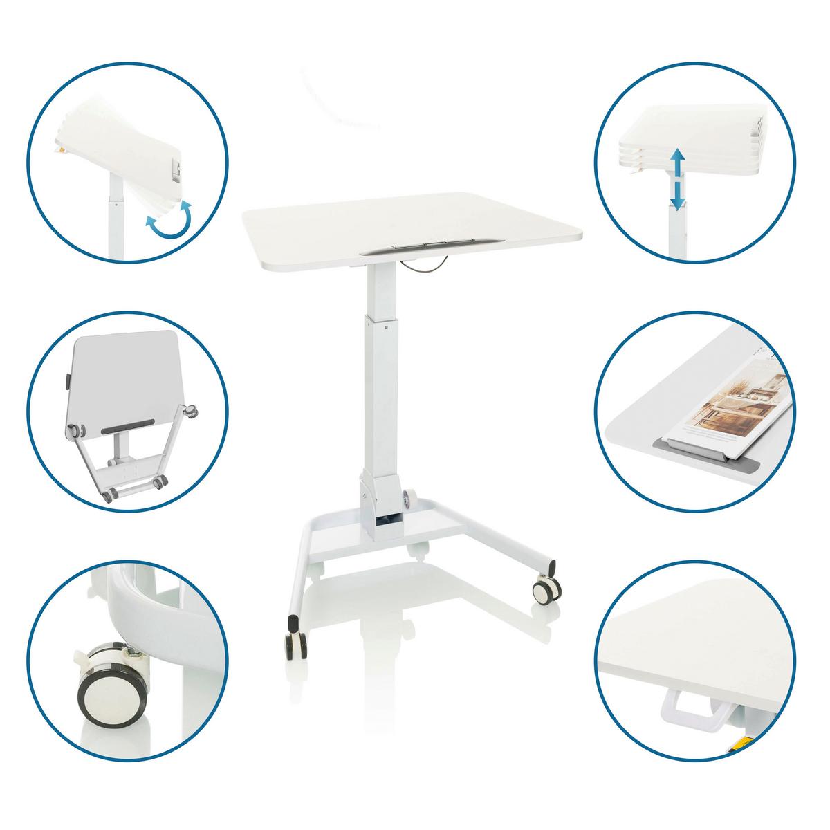 Sitz/stehtisch, Arbeitstisch Stand Vm-Su Ii - Weiß, Basics, Holzwerkstoff/Kunststoff (73/50/77cm) - MID.YOU