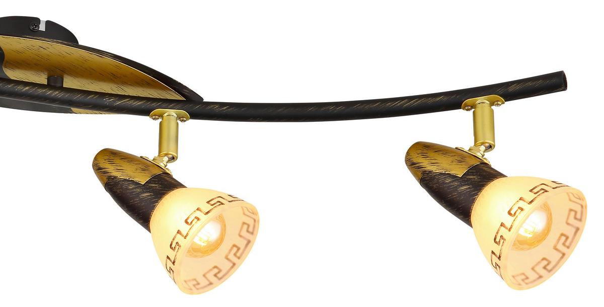 Strahler 5449-4 - Goldfarben/Schwarz, Basics, Glas/Metall (83/17,5/17cm) - Globo