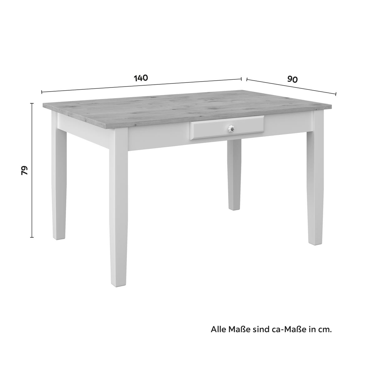 Jídelní stůl CAMDEN CAMDEN 140x90 - bílá/barvy borovice, Moderní, dřevo/kompozitní dřevo (140/79/90cm) - Bessagi Home