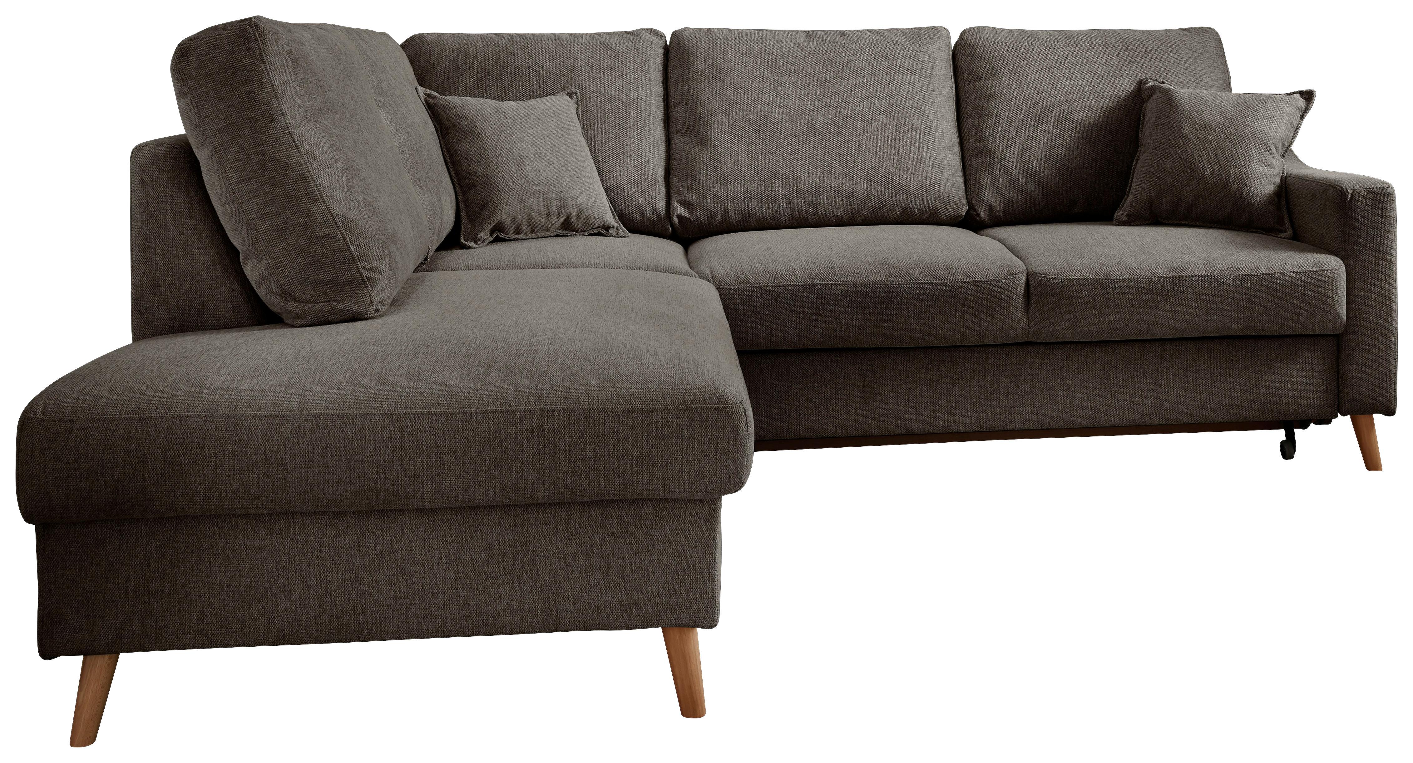 Ecksofa mit Schlaffunktion Valentina mit Kissen Braun - Braun/Naturfarben, KONVENTIONELL, Textil (200/230cm) - P & B