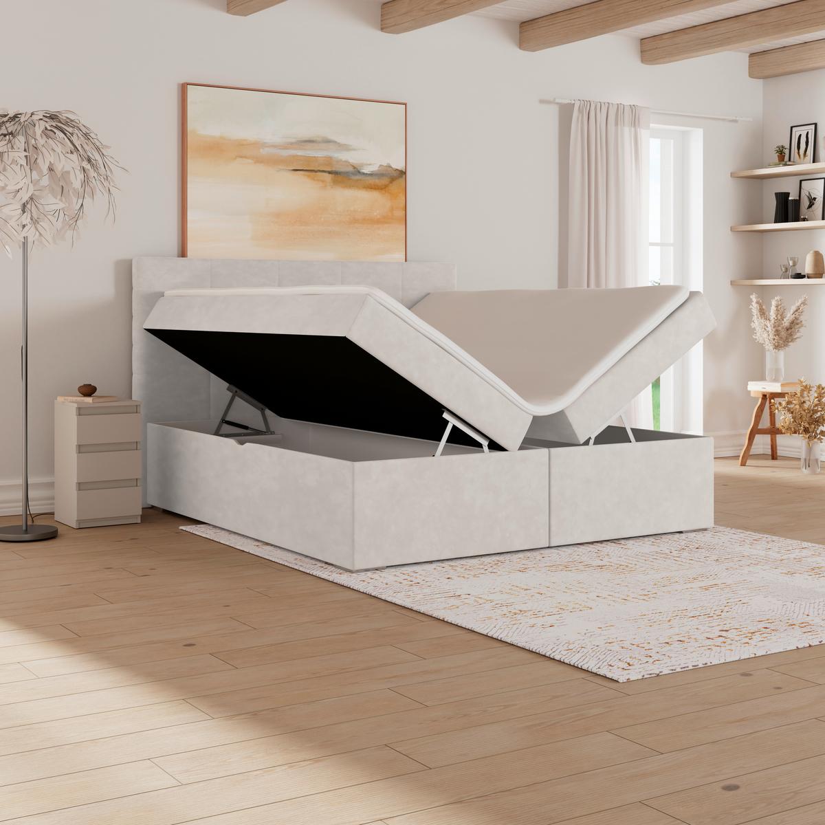 Čalúnená posteľ ADRIA 180x200 cm, sivohnedá - chrómová/taupe, Konventionell, drevo/textil (180/200cm)