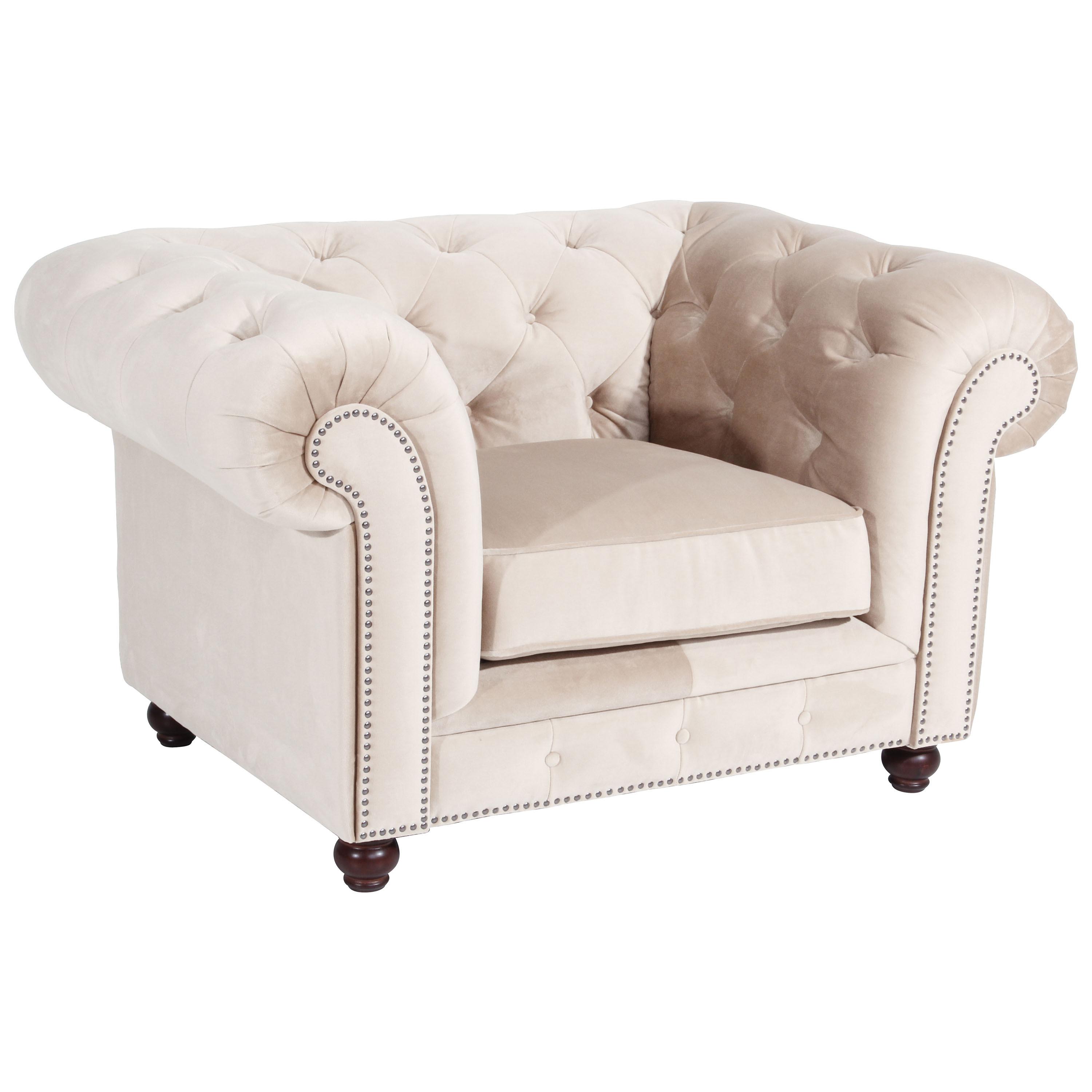 CHESTERFIELD-SESSEL ORLEANS - Nussbaumfarben/Creme, Design, Textil (135/77/100cm) - Max Winzer