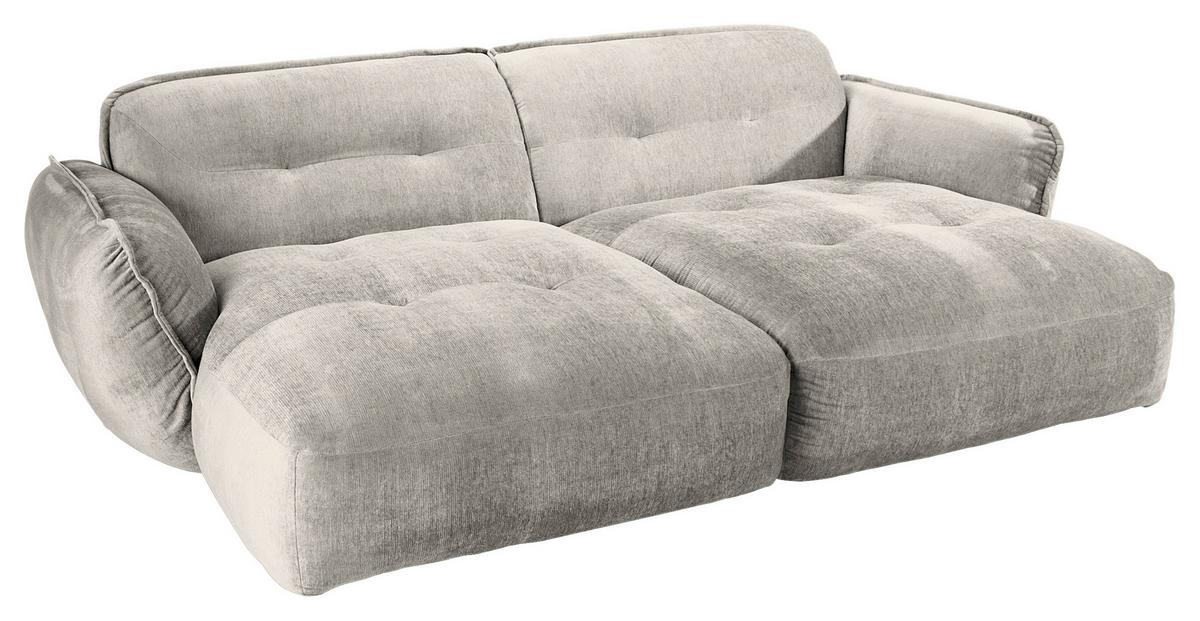 Bigsofa Fluffy, Silberfarben B: 285 Cm - Silberfarben/Schwarz, MODERN, Textil (285/87/184cm) - Trendmanufaktur