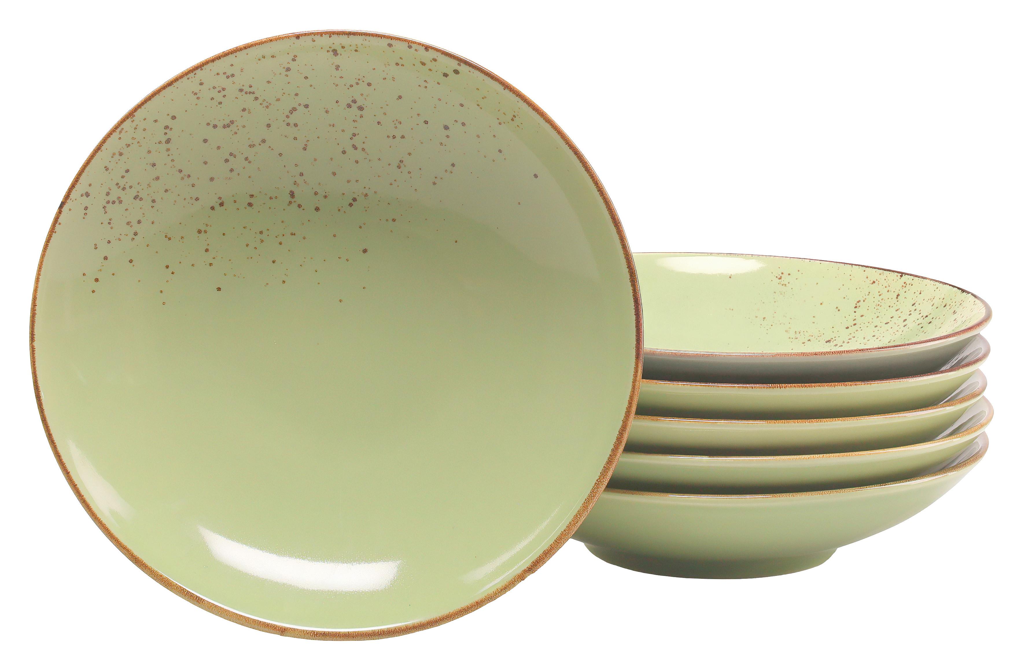 SADA HLBOKÝCH TANIEROV NATURE COLLECTION - zelená, Trend, keramika (22cm) - Creatable