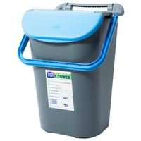 Mülleimer Tower Mit Deckel 40l Kunststoff Blau/grau - Blau/Grau, Basics, Kunststoff (34/38/54cm)