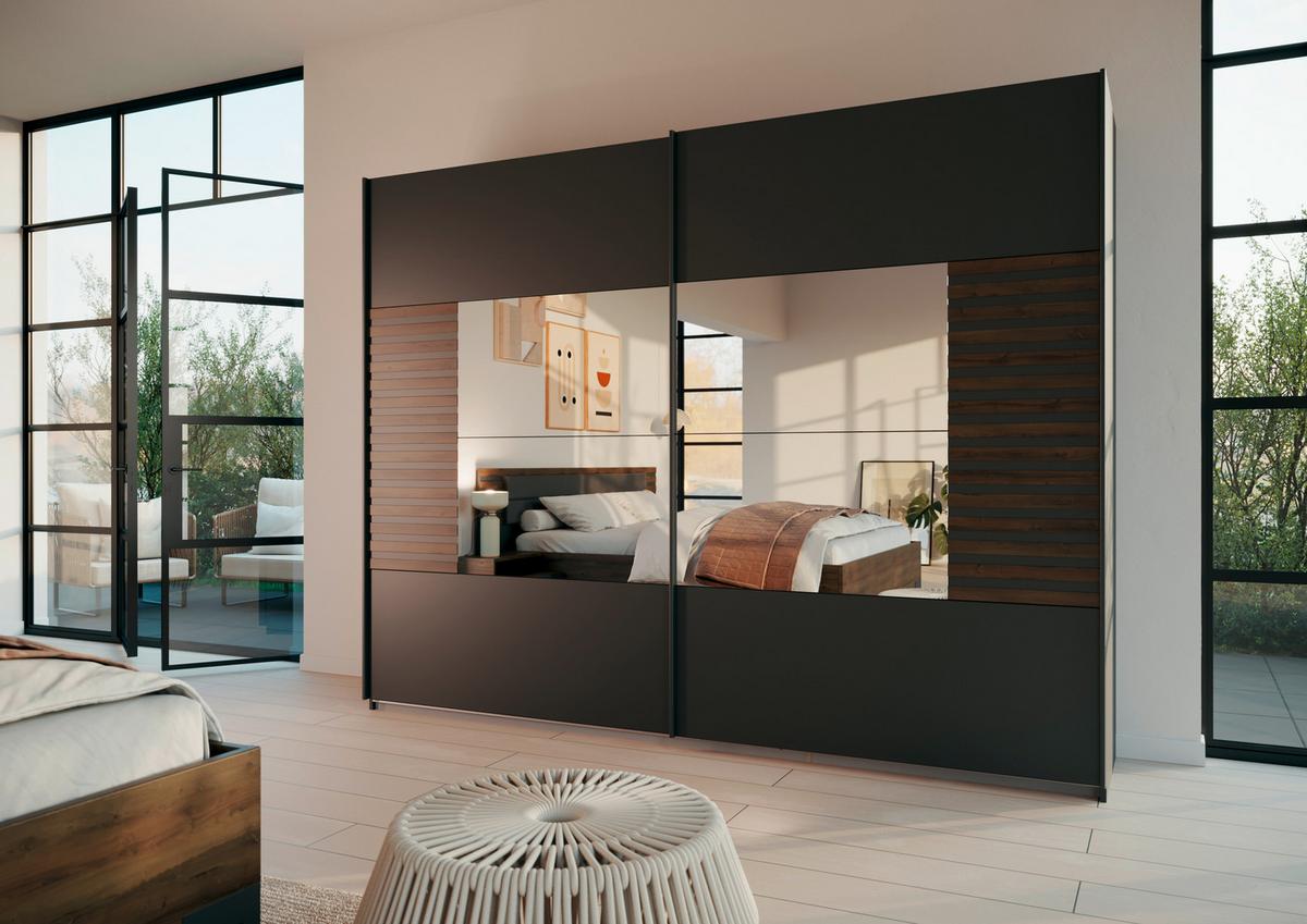 Schwebetürenschrank Barea Dunkelgrau Eiche Dekor - Eiche dunkel/Dunkelgrau, MODERN, Holzwerkstoff (271/210/62cm) - Rauch Möbel