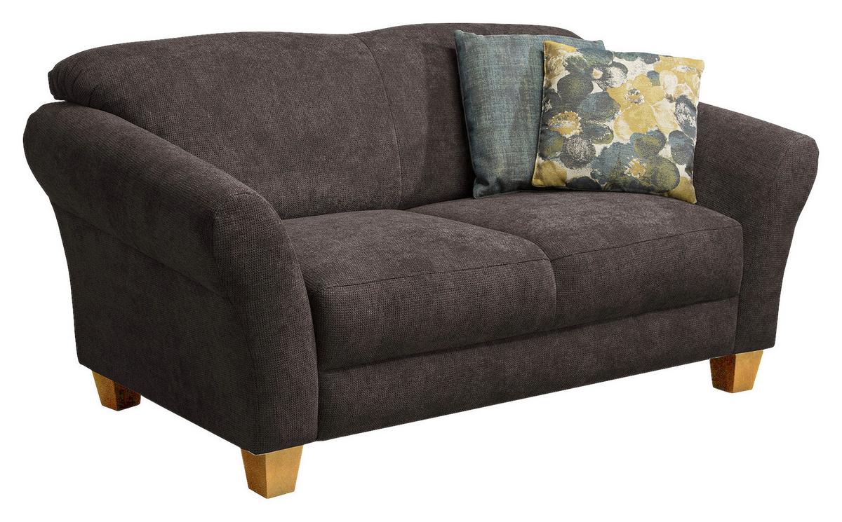 2-Sitzer-Sofa Gotland braun Rücken echt, 163x84x89 cm - Dunkelbraun/Naturfarben, KONVENTIONELL, Textil (163/84/89cm) - Sit & More