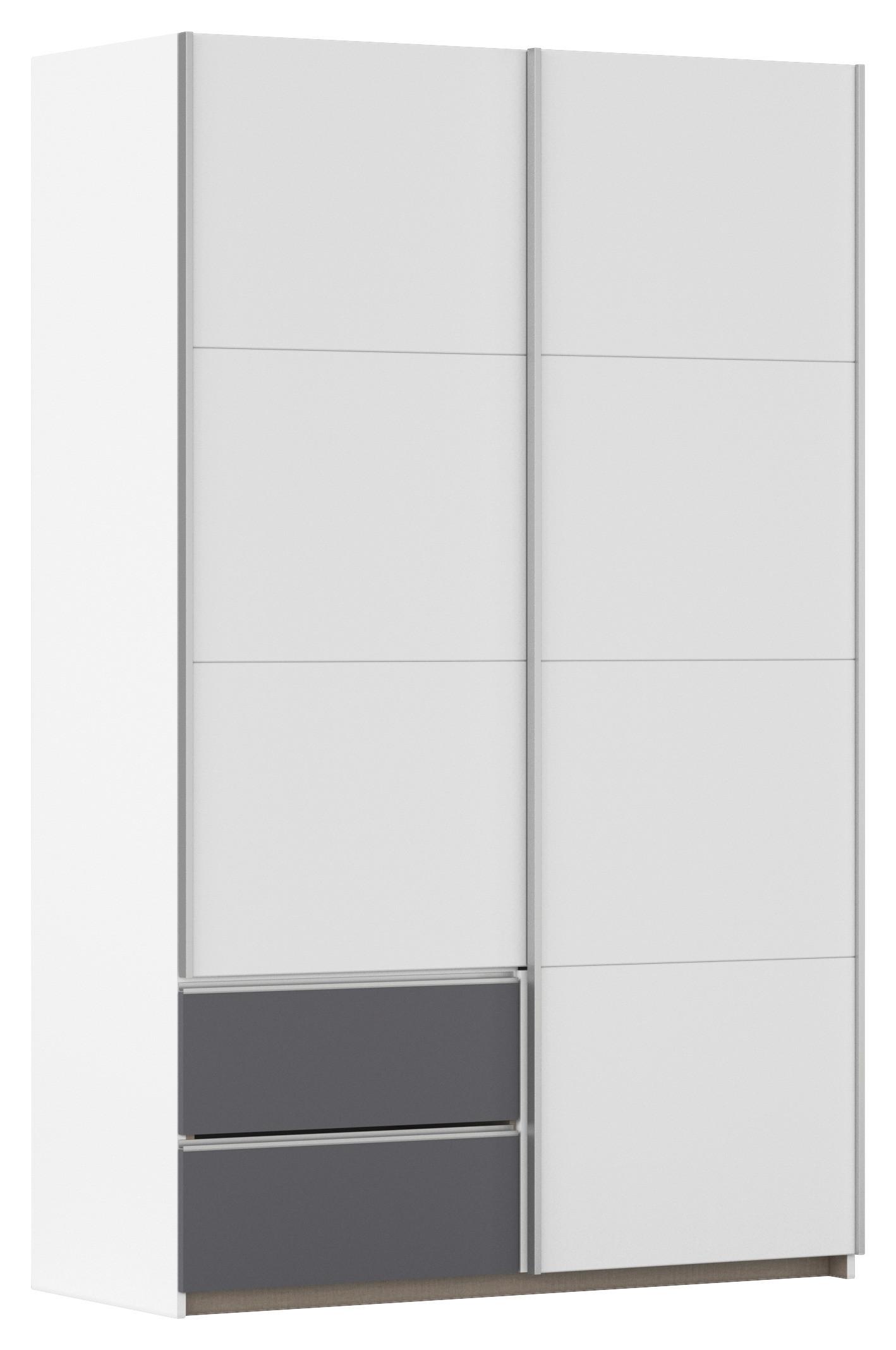 Schwebetürenschrank Stoke Grau Weiß B: 131 cm - Weiß/Grau, MODERN, Holzwerkstoff (131/210/59cm) - Rauch Möbel