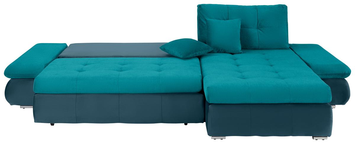 Rohová sedačka ENRICO, oboustranná, petrolejová - petrolej/černá, Konvenční, kov/textil (303/88/185cm) - Based