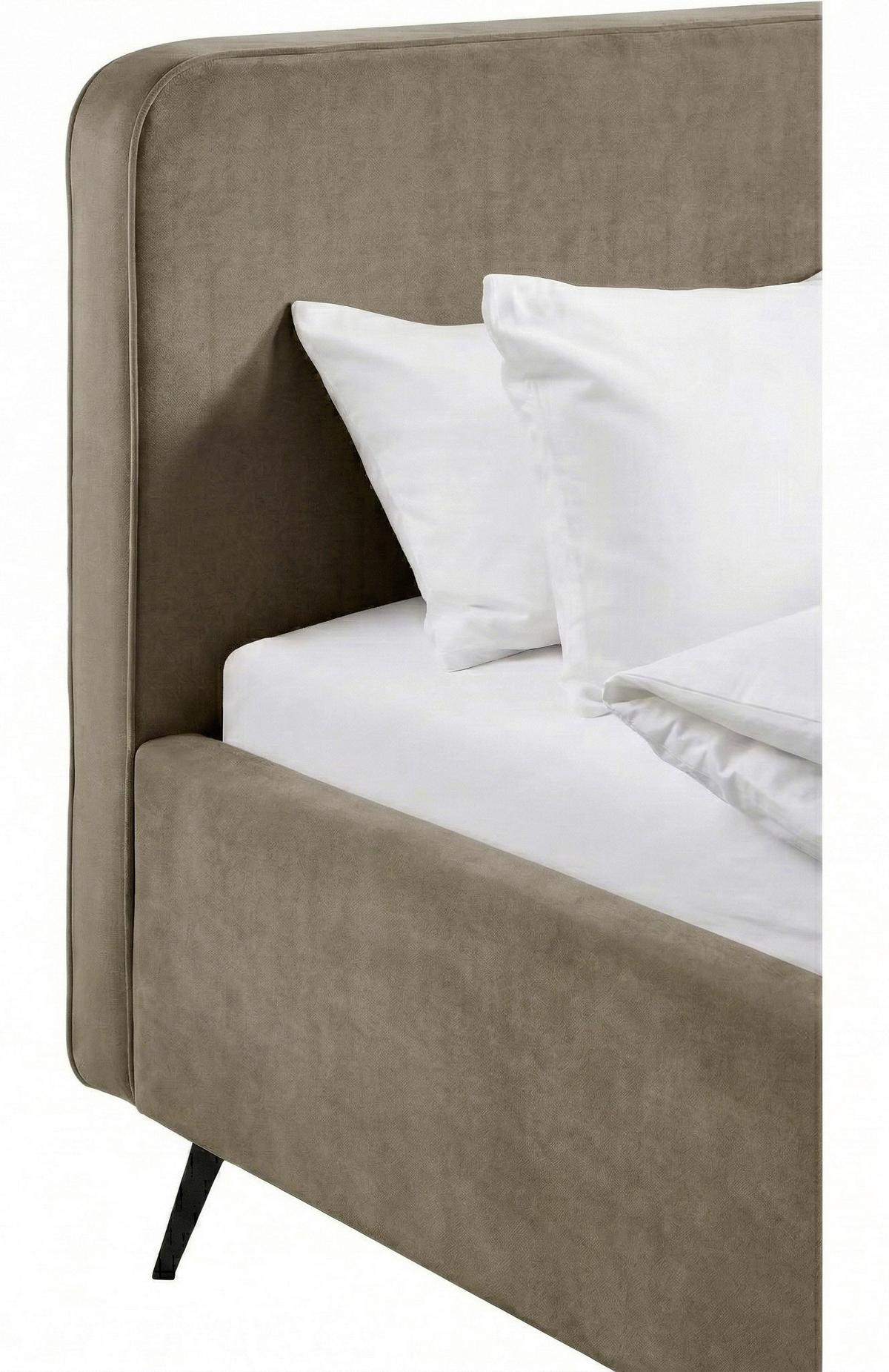 Polsterbett Camila Manila Braun 180x200cm - Schwarz/Braun, MODERN, Holz/Textil (180/200cm) - MID.YOU