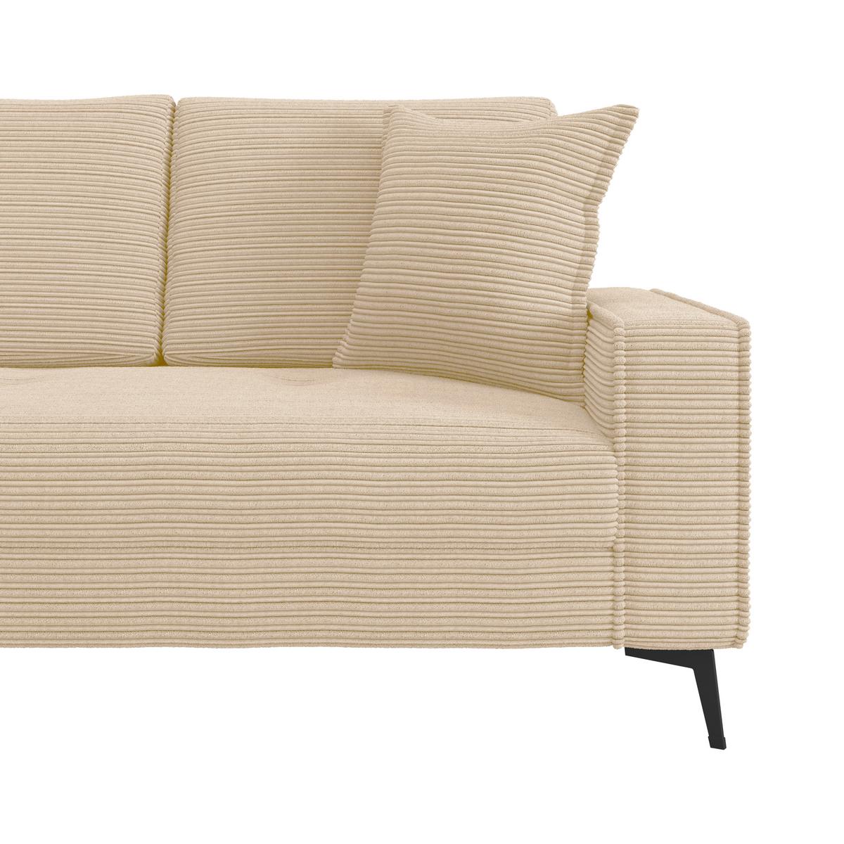 Ecksofa Zero Creme 173x286 cm - Creme/Schwarz, Trend, Textil (173/286cm)
