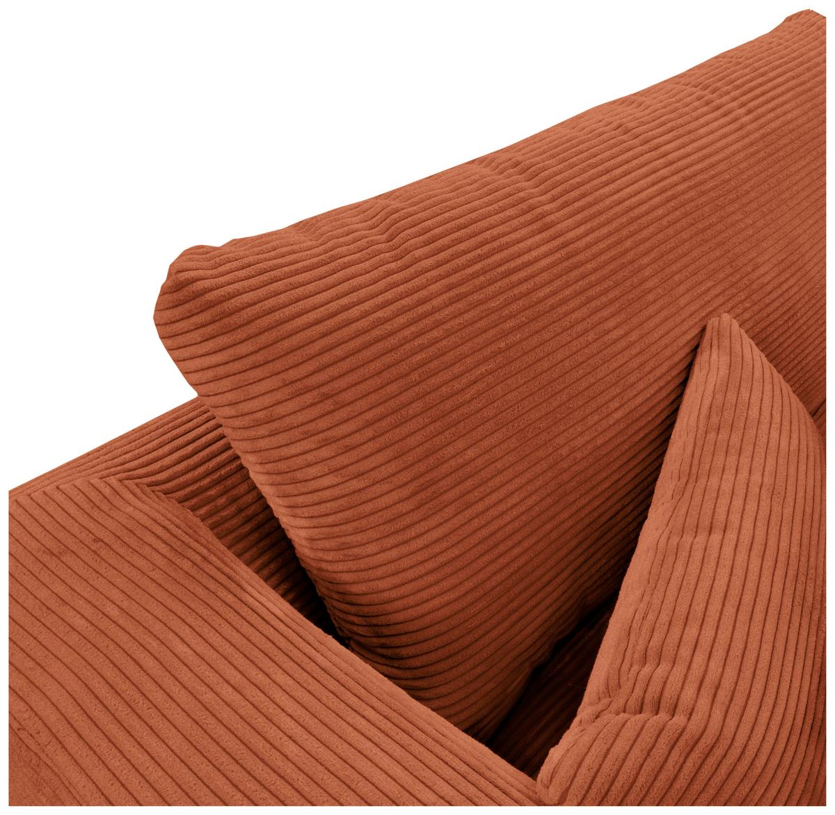 Ecksofa Berlin Cord Kupferfarben 172x313 Cm - Schwarz/Kupferfarben, Design, Textil (172/313cm) - Livetastic