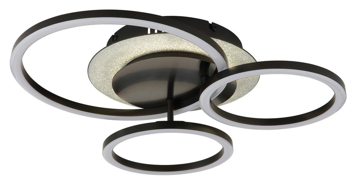 LED-Deckenleuchte Memory-Funktion - Silberfarben/Schwarzchrom, Design, Kunststoff/Metall (46/42/11,5cm) - Globo