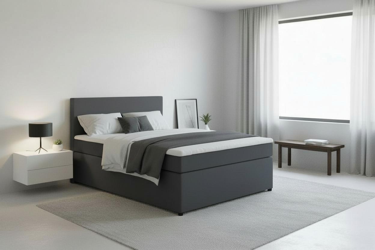 Boxspringbett Togo 140 140x200 Anthrazit - Anthrazit/Schwarz, MODERN, Holzwerkstoff/Textil (140/200cm) - MID.YOU