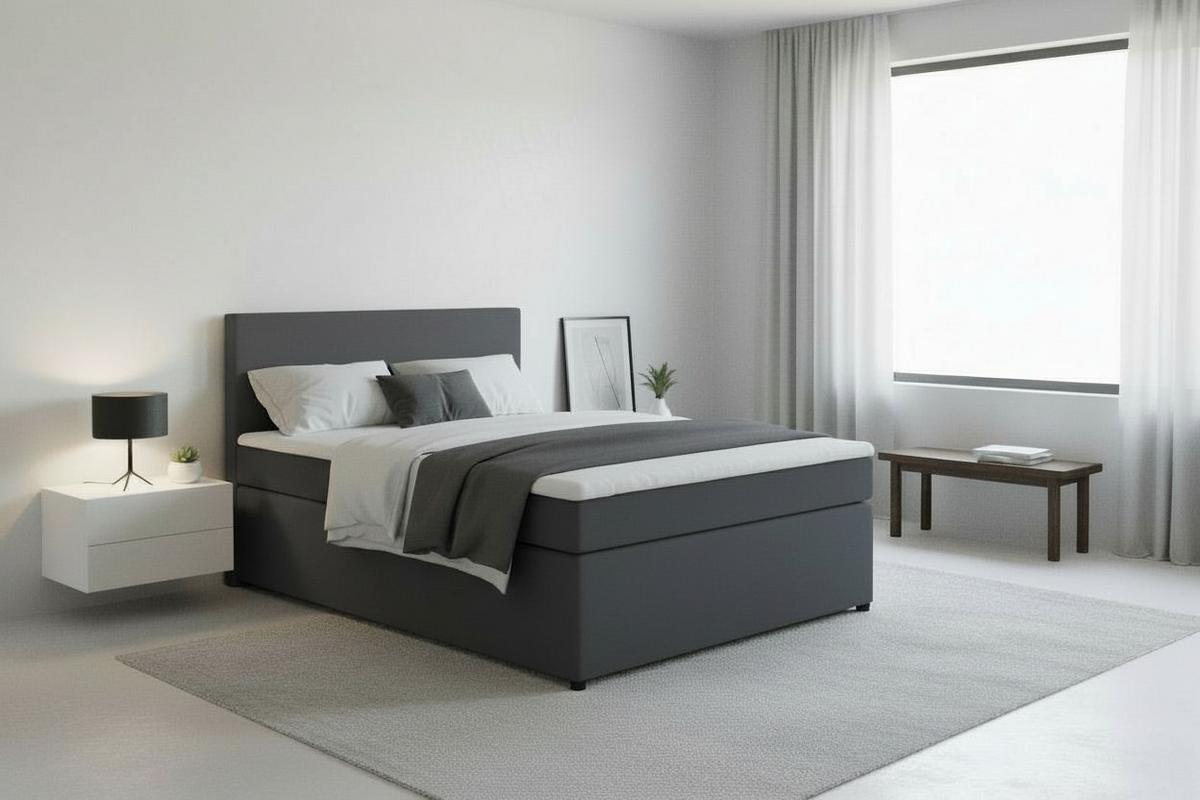 Boxspringbett Togo 140 140x200 Anthrazit - Anthrazit/Schwarz, MODERN, Holzwerkstoff/Textil (140/200cm) - MID.YOU