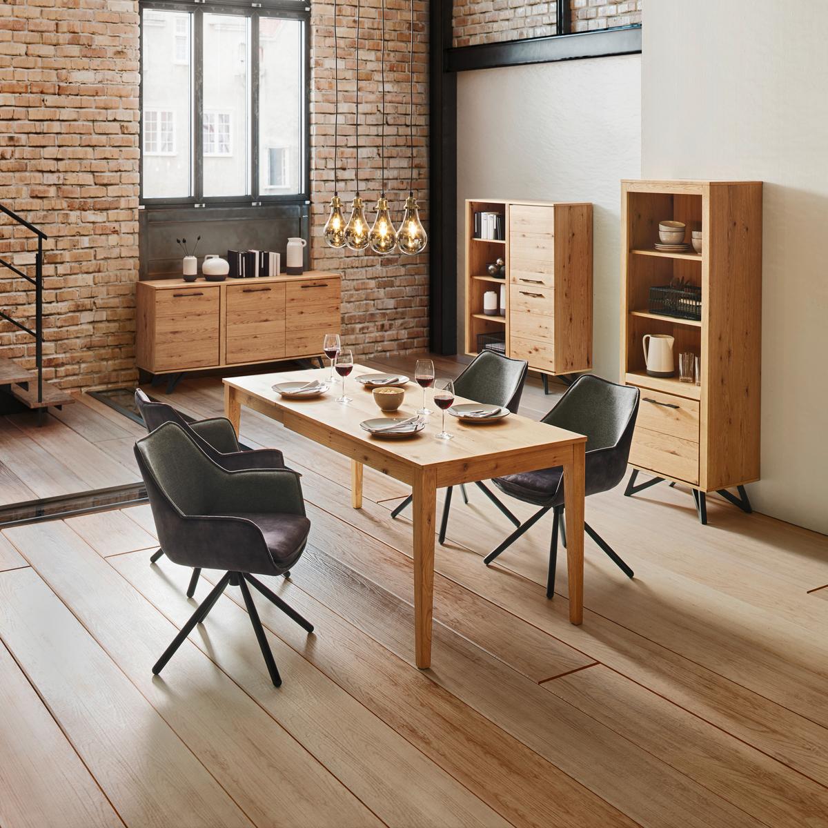 Komoda EMILIO dub - čierna/farba duba, Modern, kov/drevo (115/150/40cm) - Bessagi Home