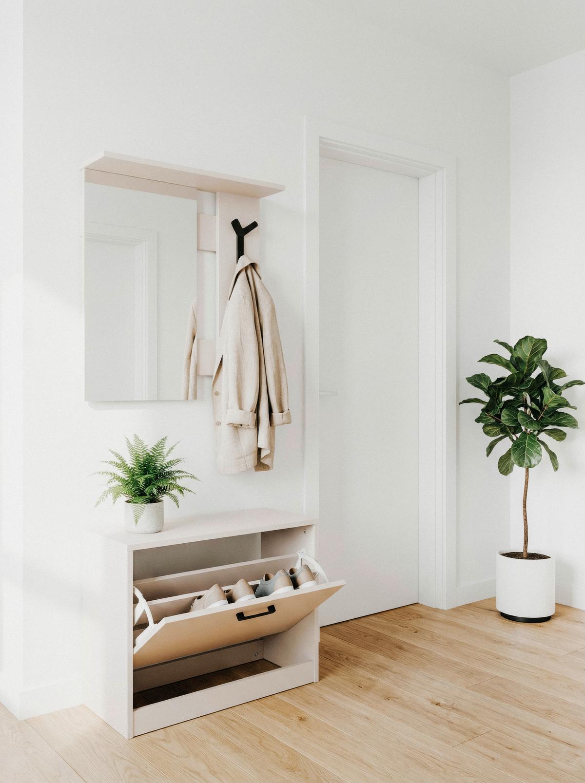 Garderobe Limone Beige B: 56cm - Beige, Design, Glas/Holzwerkstoff (56/180/24,5cm)