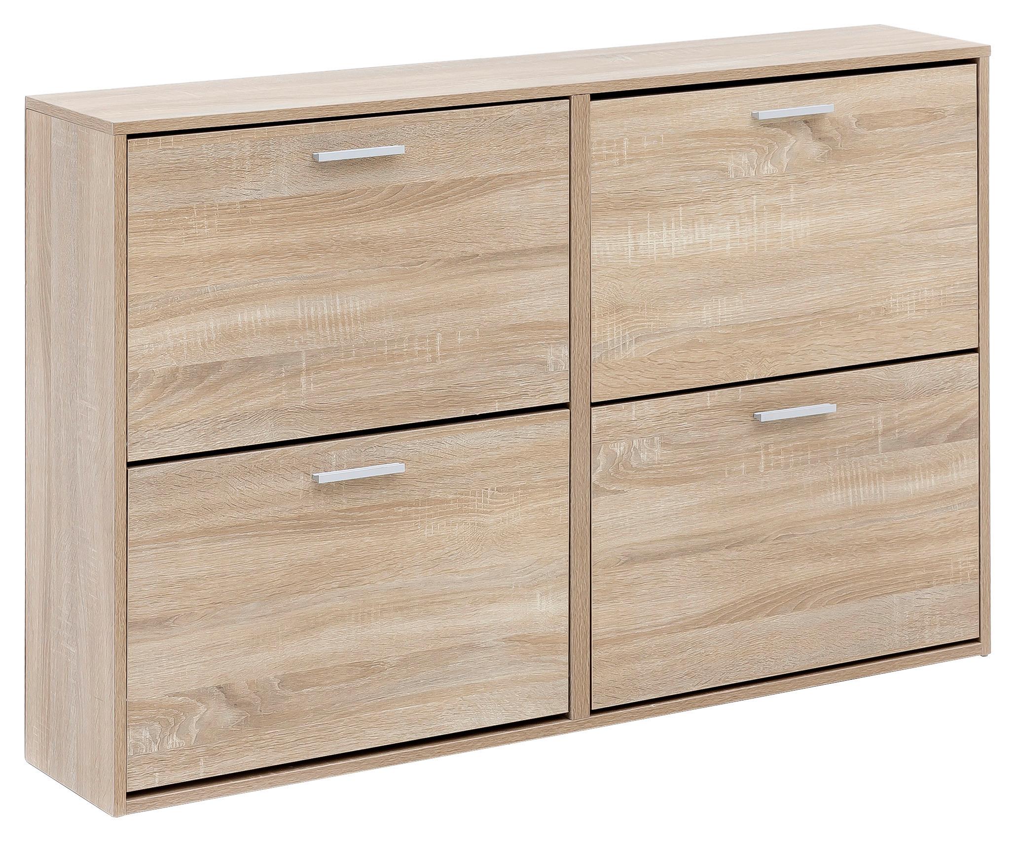 Schuhkipper 4 Klappen 24 Paar Eiche Dekor B: 120 Cm - Sonoma Eiche, KONVENTIONELL, Holzwerkstoff (120/81/24cm) - MID.YOU