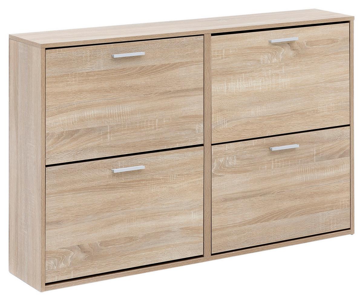 Schuhkipper 4 Klappen 24 Paar Eiche Dekor B: 120 Cm - Sonoma Eiche, KONVENTIONELL, Holzwerkstoff (120/81/24cm) - MID.YOU