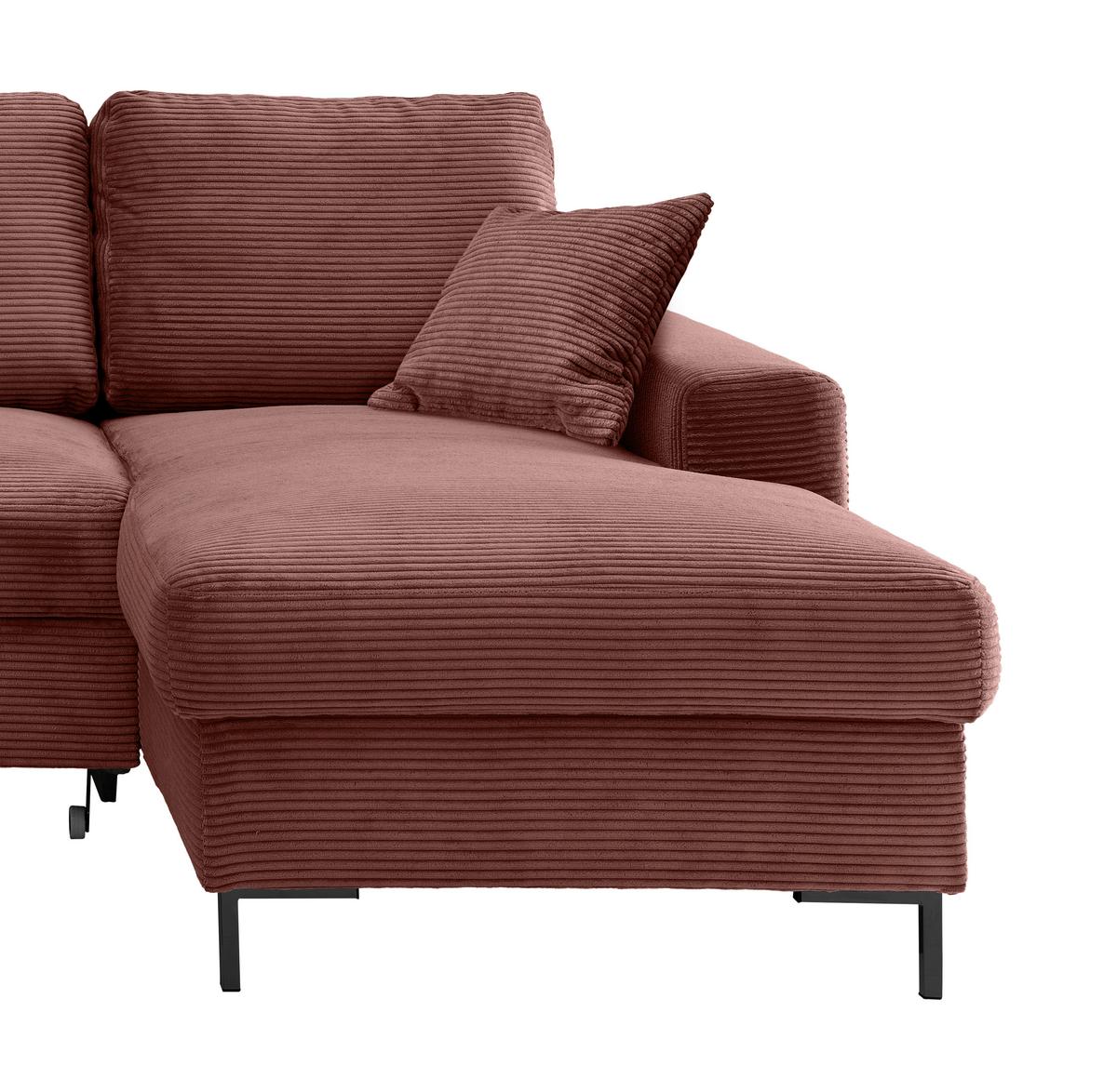 Eckschlafsofa Zona, Koralle S: 237x143 Cm - Koralle/Schwarz, KONVENTIONELL, Textil (237/143cm) - Livetastic