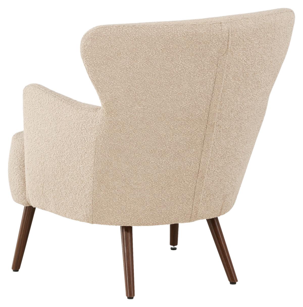 Ohrensessel Lincoln - Beige/Braun, Design, Textil/Metall (76/85/77cm) - Livetastic