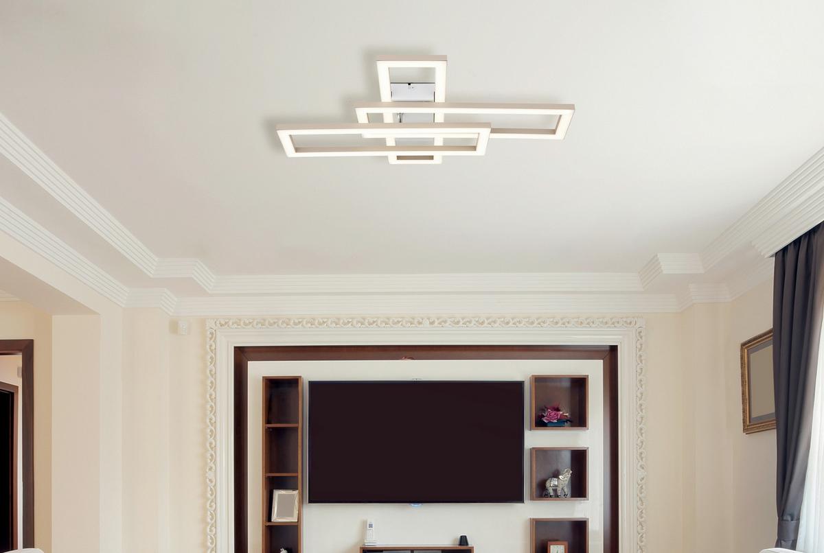 LED-Deckenleuchte Memory-Funktion - Sandfarben/Weiß, Design, Kunststoff (55/40/7,5cm) - Globo