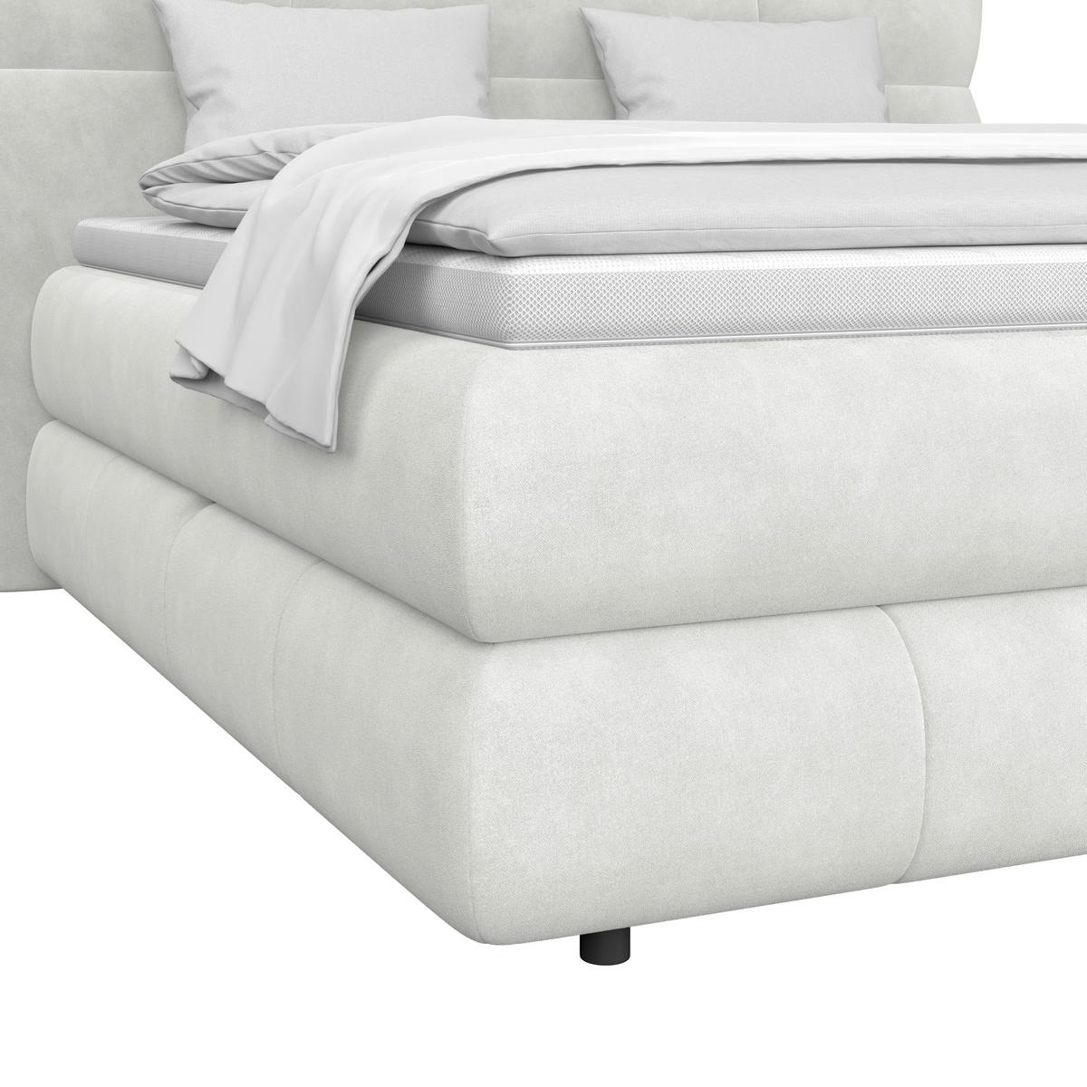 Boxspringbett Carmelo Creme 180x200 cm - Creme/Schwarz, Trend, Textil (180/200cm)