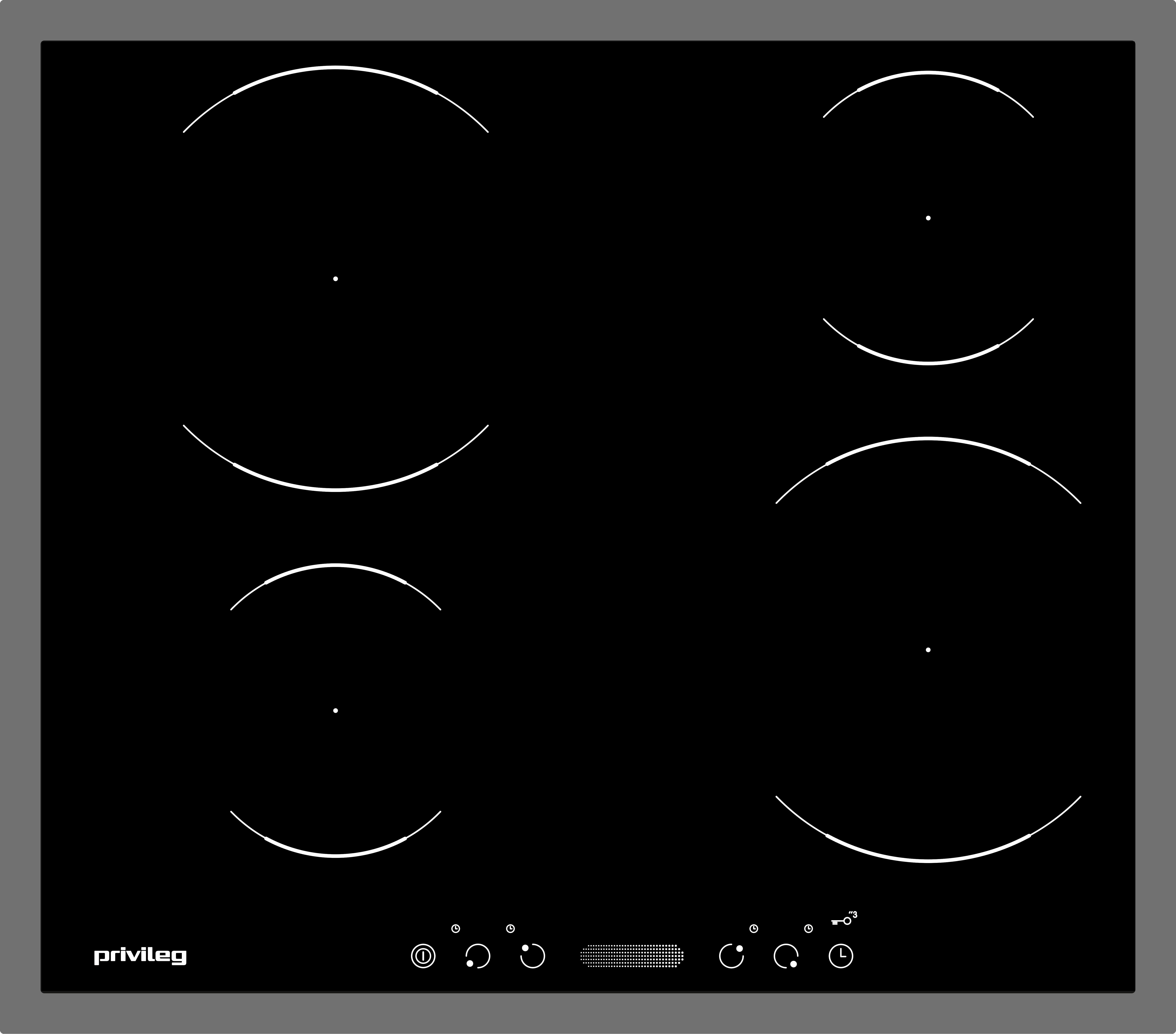Induktionskochfeld Pctai K6040 In - Silberfarben/Schwarz, Basics, Glas (58/5,2/51cm) - Privileg