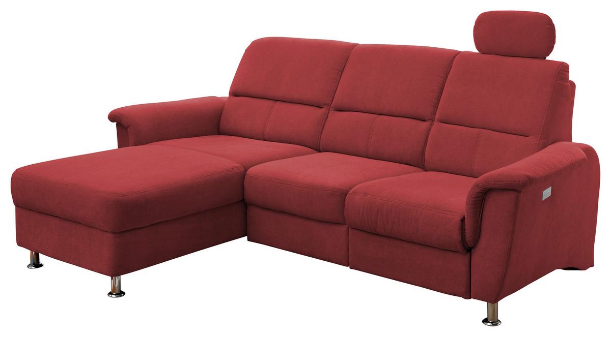 Ecksofa Mit Relaxfunktion + Usb Anschluss Parole, Mikrof. - Chromfarben/Rot, MODERN, Textil (165/231cm) - Livetastic