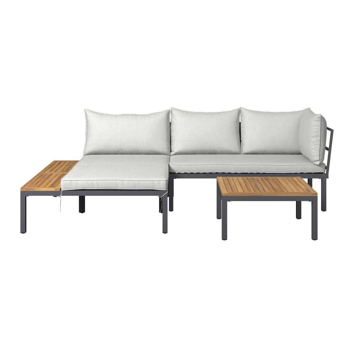 Loungegarnitur Santa Monica - Grau/Akaziefarben, MODERN, Holz/Kunststoff (152/271cm) - Beldano