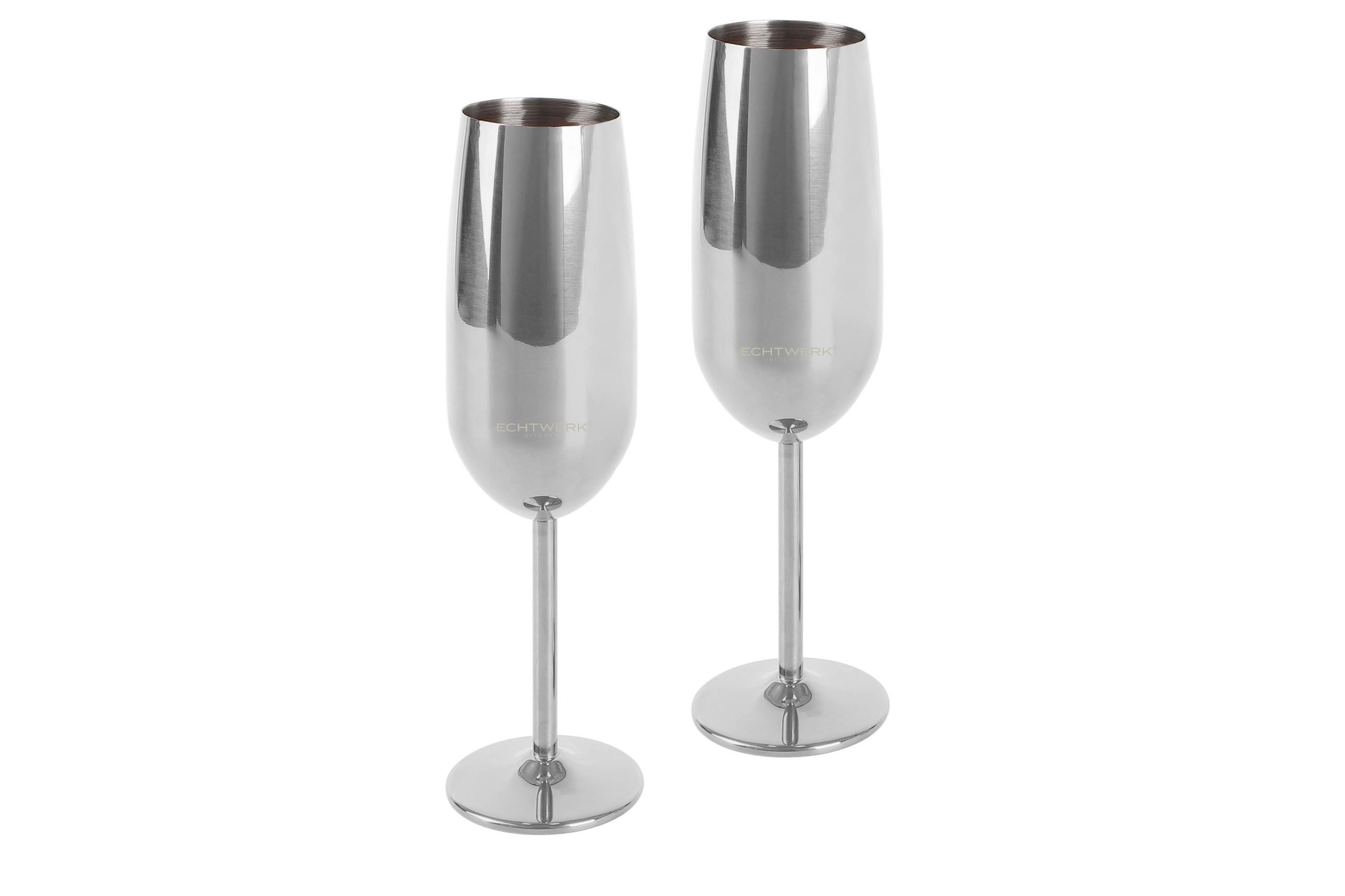 Sektgläser Echtwerk Edelstahl, 2er Set - Edelstahlfarben, Basics, Metall (6,3/6,3/22,5cm) - Echtwerk