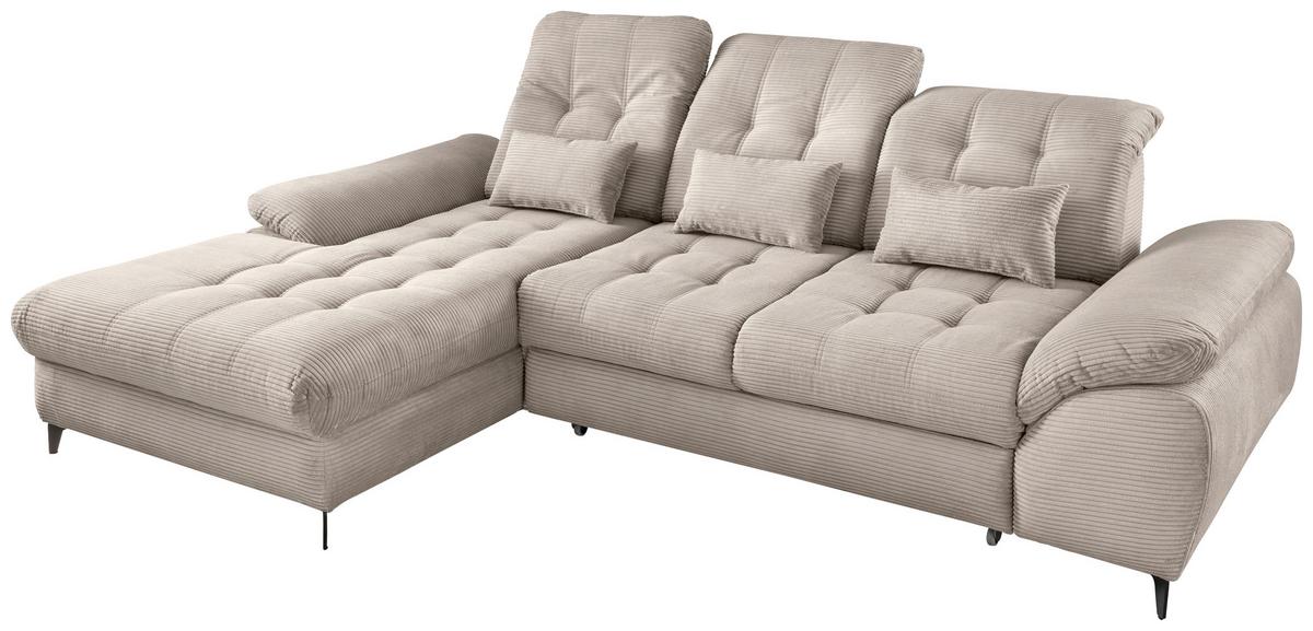 Eckschlafsofa Delphino, Beige S: 189x273 cm - Beige/Schwarz, MODERN, Textil (189/273cm) - Livetastic