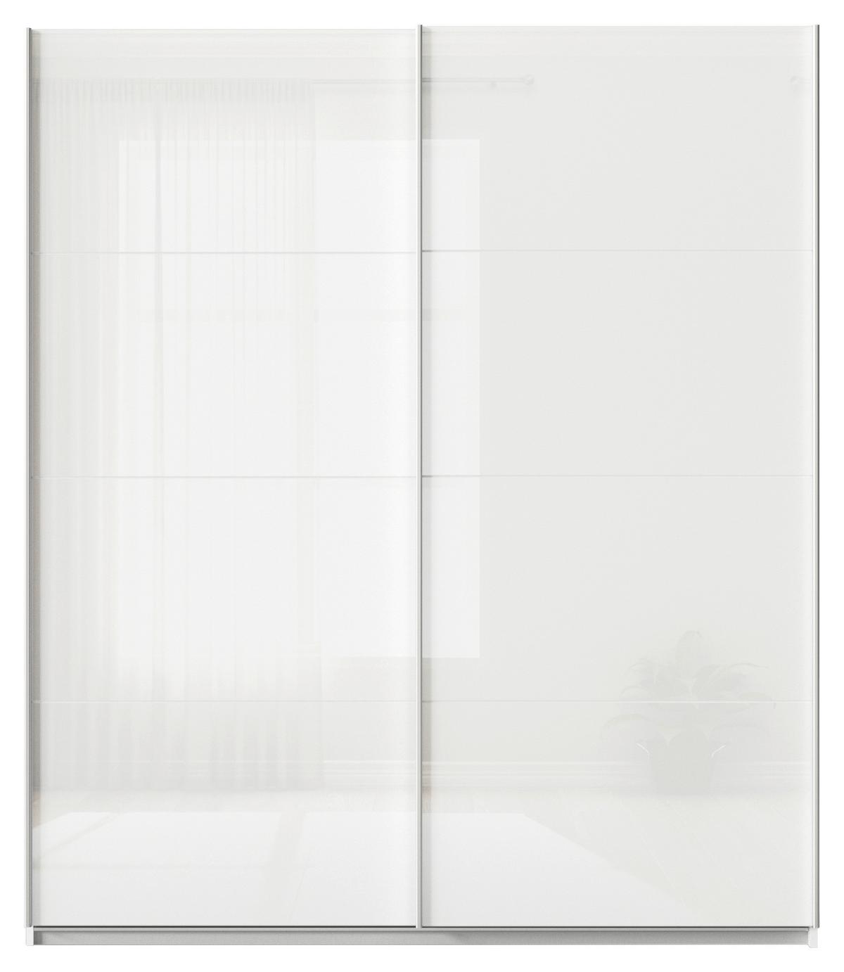Tolóajtós Szekrény Feldkirch 181/210 Cm - magasfényű fehér/fehér, Modern, faalapú anyag/Üveg (181/210/62cm)