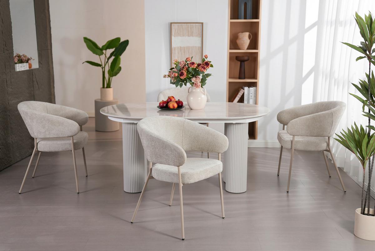 Armlehnstuhl Amira Chenille Beige, B: 60 Cm - Beige, LIFESTYLE, Holz/Textil (60/81/60cm) - Livetastic