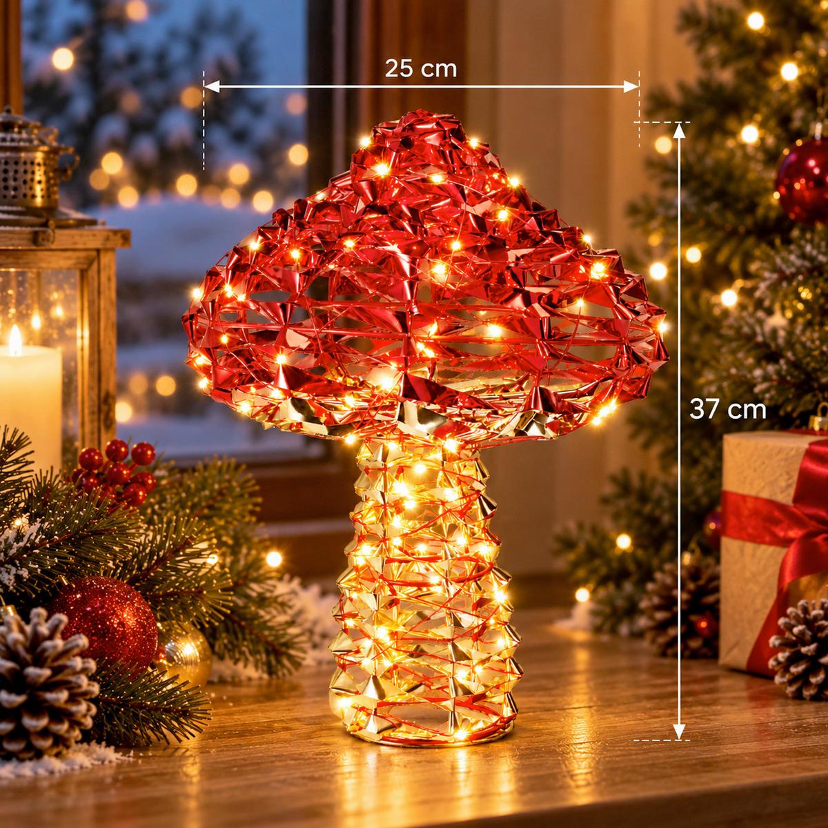 LED-DEKOLEUCHTE Batteriebetrieb - Rot/Goldfarben, MODERN, Metall (25/25/37cm)