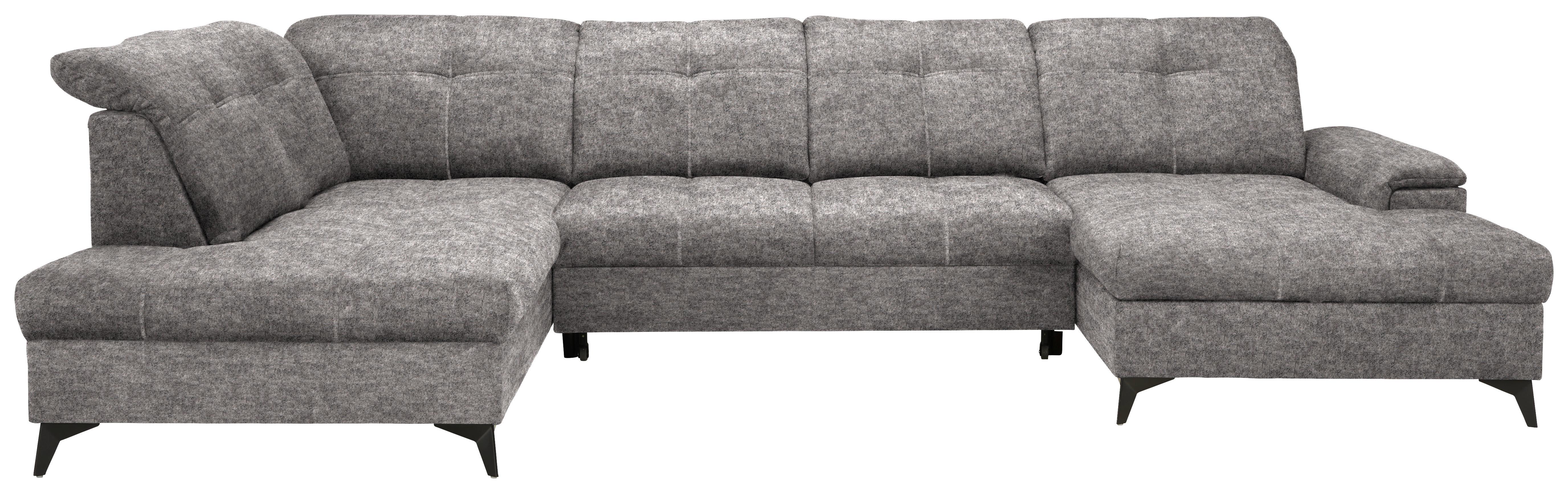 Sedacia súprava U SIERRA, ľavá, sivobéžová INFINITY - čierna/sivobéžová, Modern, kov/textil (181-230/90-106/364cm) - Mömax