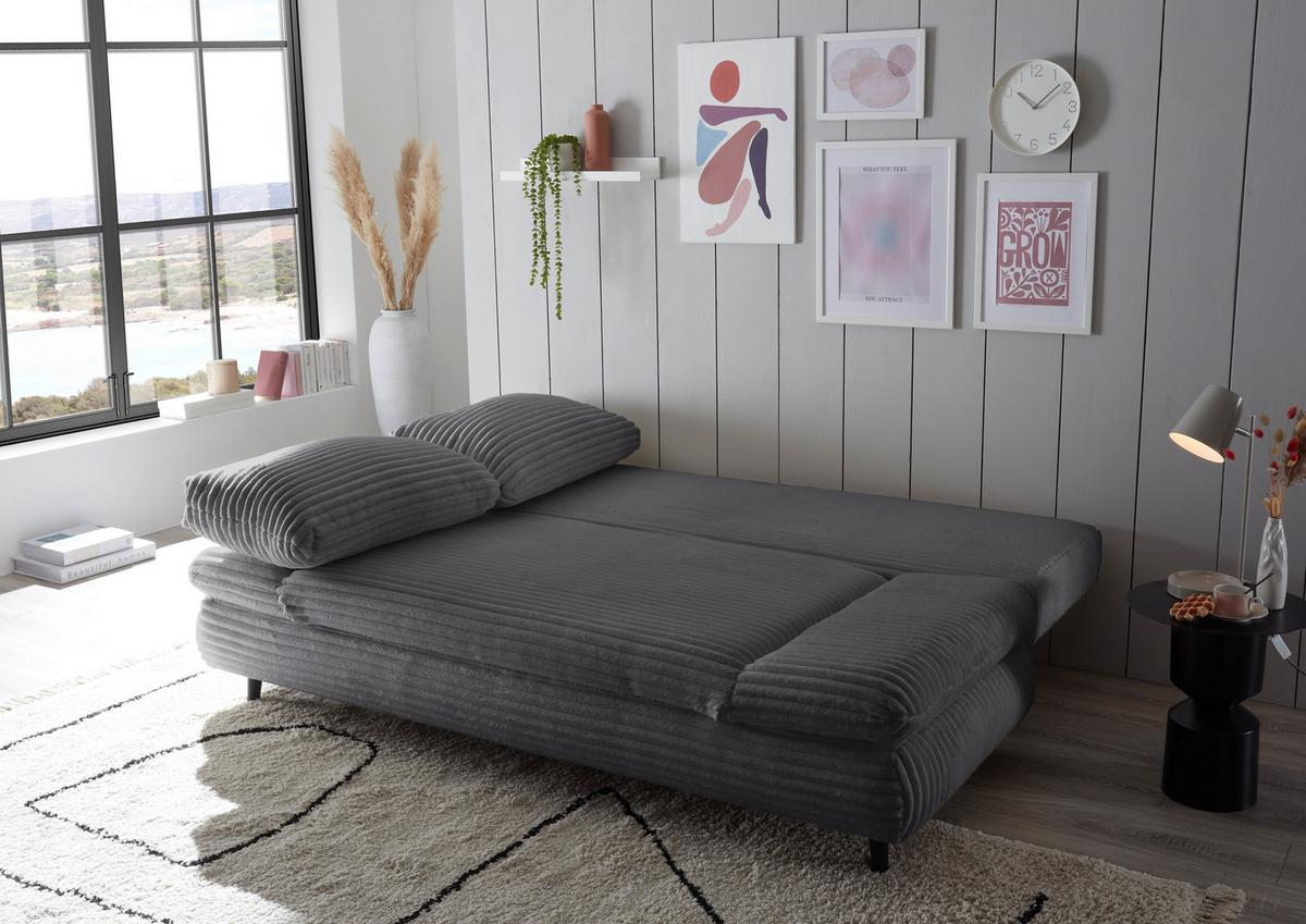 Schlafsofa Sunny Anthrazit B: 212 Cm - Anthrazit/Schwarz, KONVENTIONELL, Textil (212/88/101cm) - MID.YOU