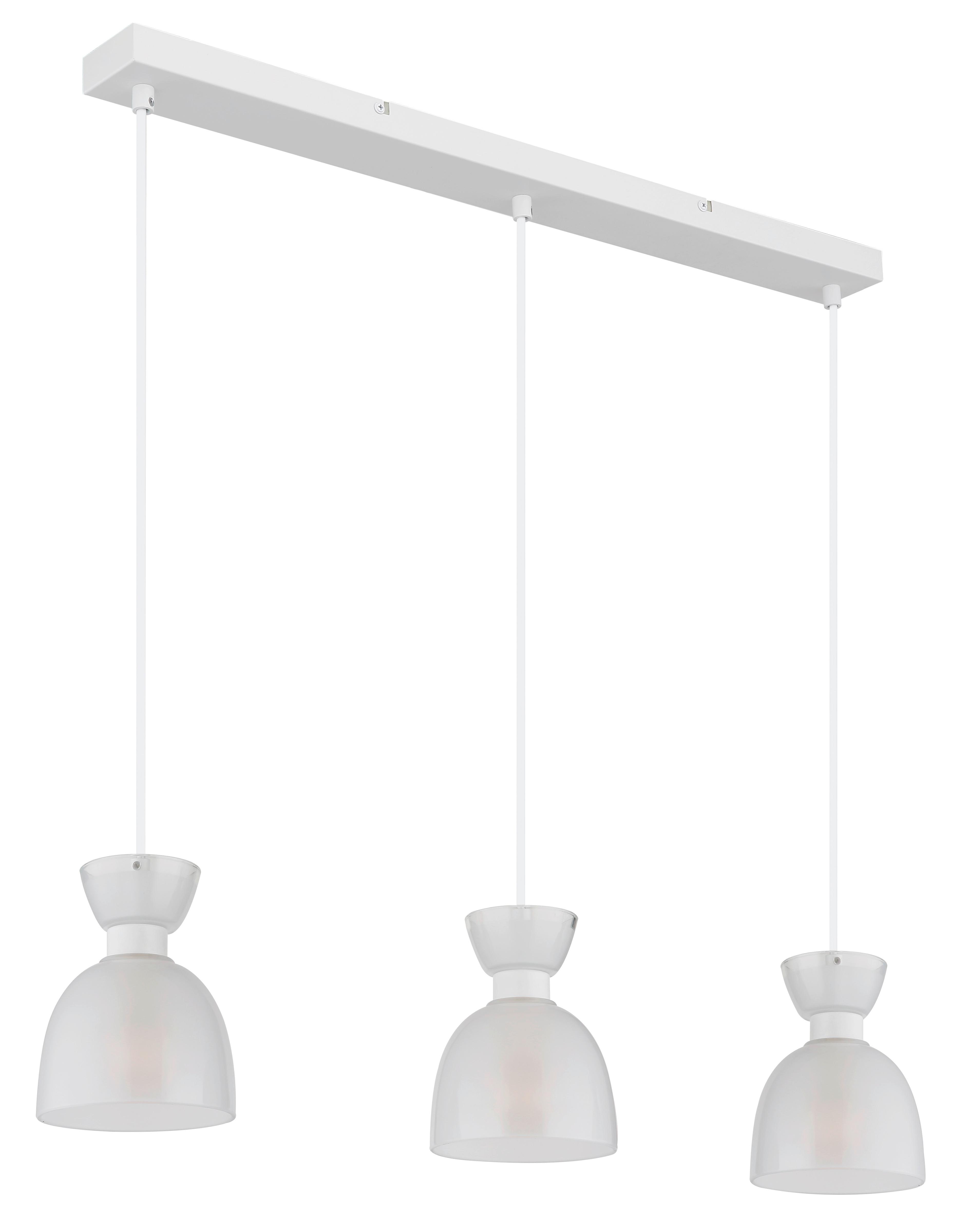 Hängeleuchte Massey Weiß L: 65 cm - Weiß, Design, Glas/Kunststoff (65/13/120cm) - Globo