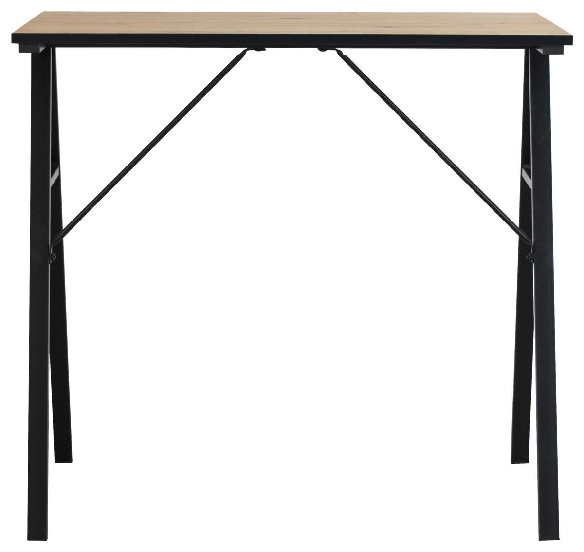 Písací stôl NIZZA - čierna/dub artisan, Modern, kov/kompozitné drevo (80/74/50cm)