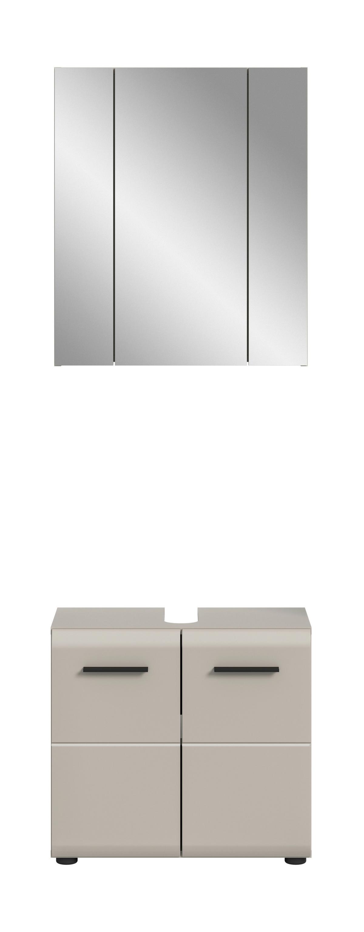 Badezimmer Ice Kaschmir B: 60cm - Kaschmir/Schwarz, Trend, Glas/Holzwerkstoff (60cm) - MID.YOU