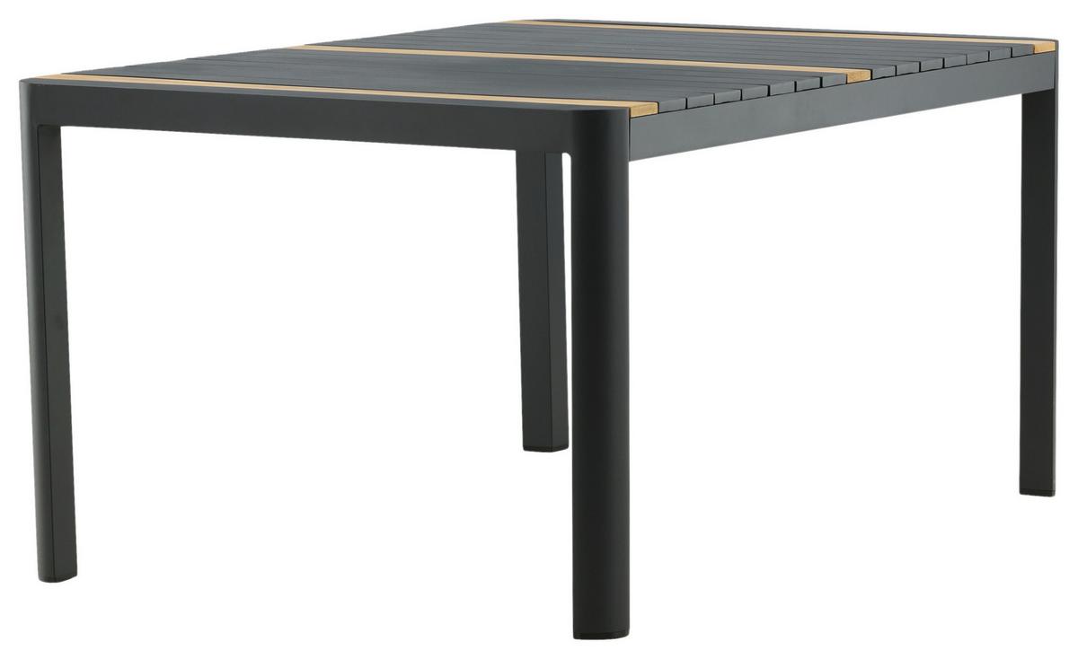 Gartentisch Togo Teakholz/Metall L 90 cm - Schwarz, KONVENTIONELL, Holz/Metall (90/75/150cm) - Gardenson