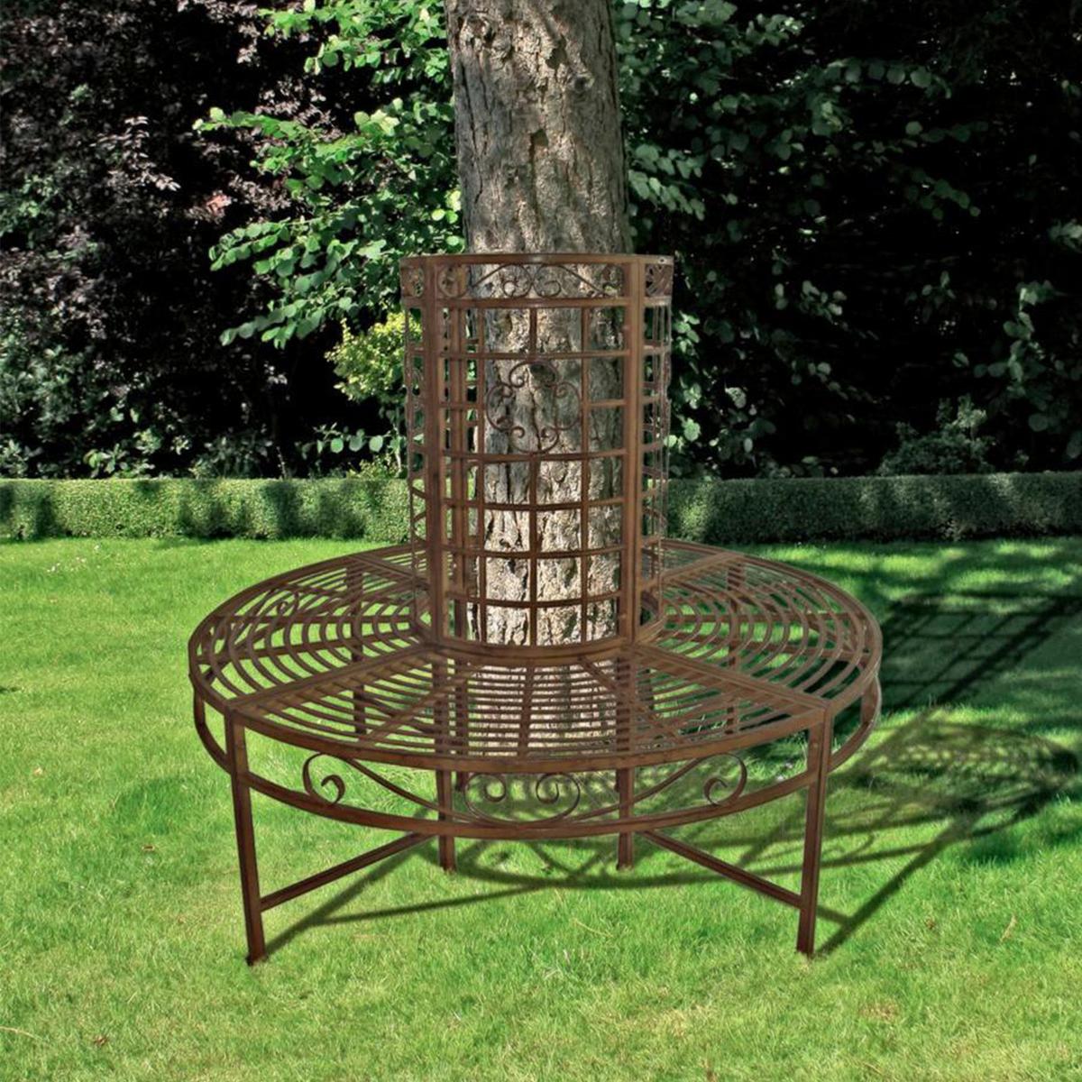 Baumbank Metall 4-sitzer Larissa Rund - Rostfarben, MODERN, Metall (121/112cm)