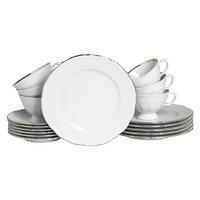 Kaffeeservice Maria Theresia Weiß, Platinfarben L: 34 cm - Platinfarben/Weiß, Basics, Keramik (34/28,5/25,5cm) - Creatable